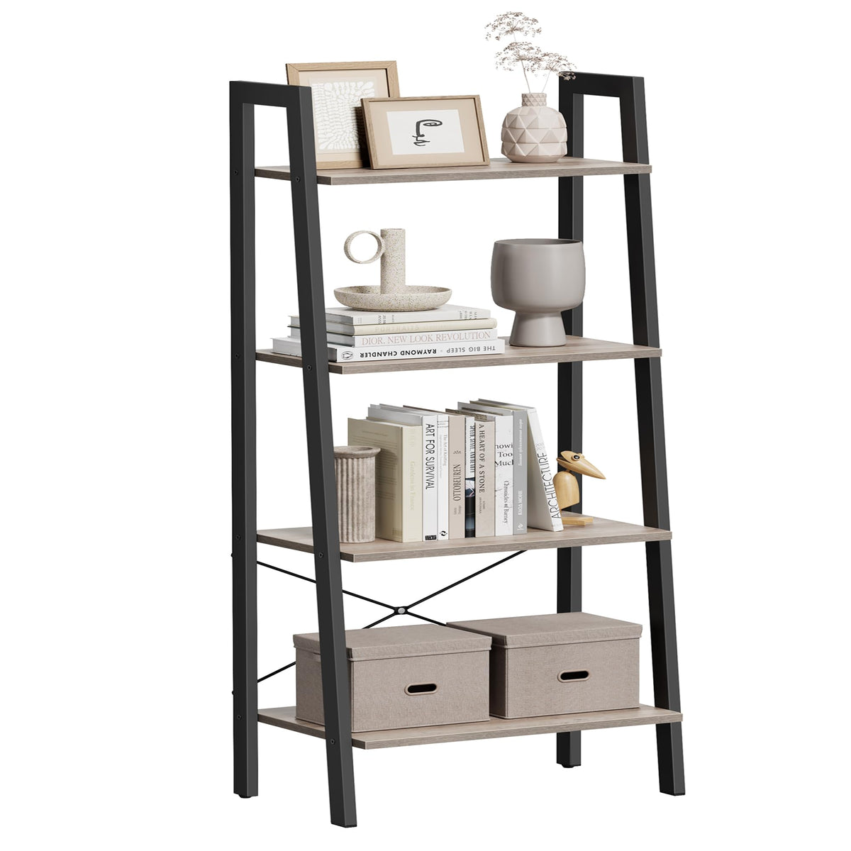 VASAGLE Ladder Shelf, Bookcase Book Shelf, Storage Shelves, 4-Tier, 22In