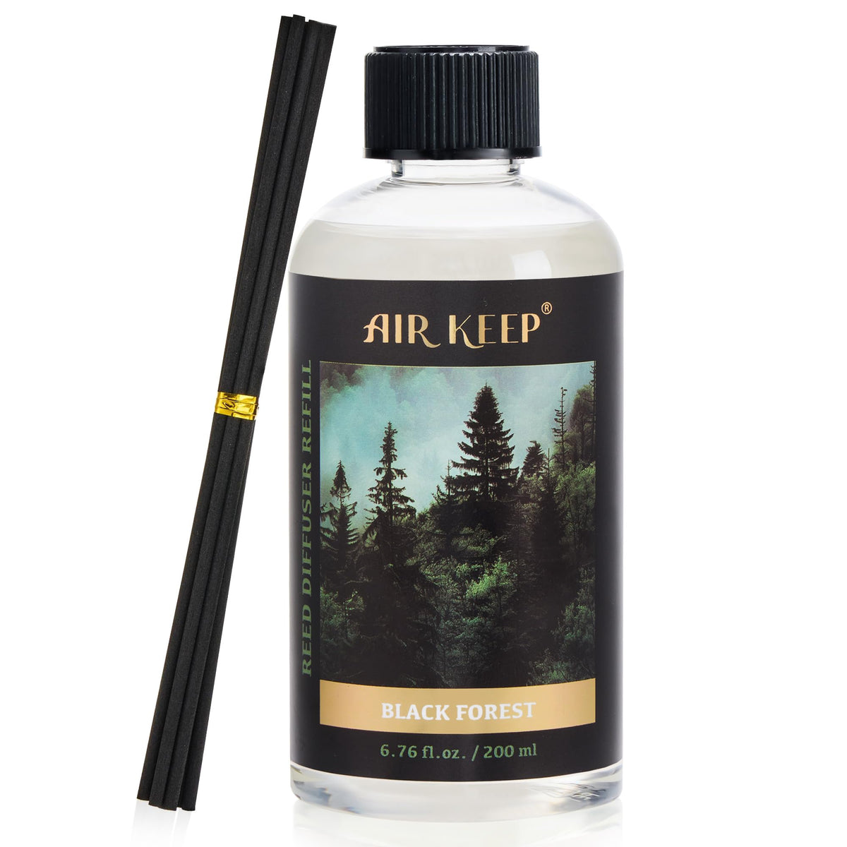 Airkeep Reed Diffuser Oil Refill with Diffuser Sticks, 6.76 Fl Oz(200ml) Black Forest Scented Oils, Aroma Therapy, Home Fragrance & Air Freshener, Office Décor, Decoration