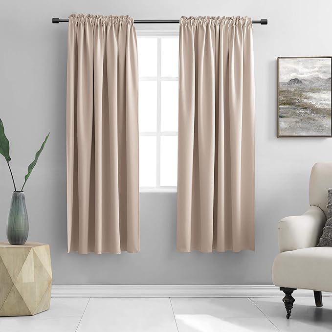 DONREN Living Room Curtain Panels,Energy Saving Thermal Insulated Room Darkening Drapes/Draperies (Warm Taupe,1 Pair,42 by 72 inch)
