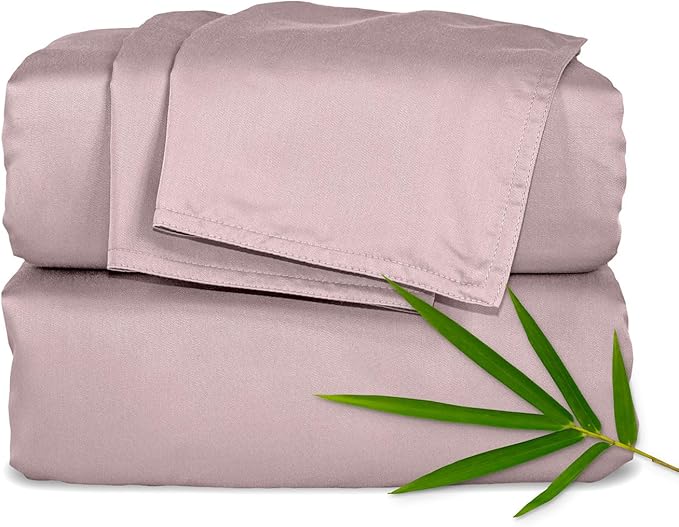 Pure Bamboo California King Sheets, Genuine 100% Organic Viscose Derived from Bamboo Bed Sheet Set, Soft & Cooling, Double Stitching, 2 Year Quality Promise (California King, Dusty Pink)