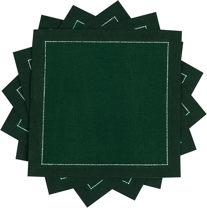 Five Star Napkins Luxury Cotton Cloth Cocktail Napkins - Bar Napkins, Party Napkins, Beverage Napkins, Events, Holiday, Wedding, Birthday, Parties - 4.5" x 4.5" - Disposable (50 x)British Racing Green