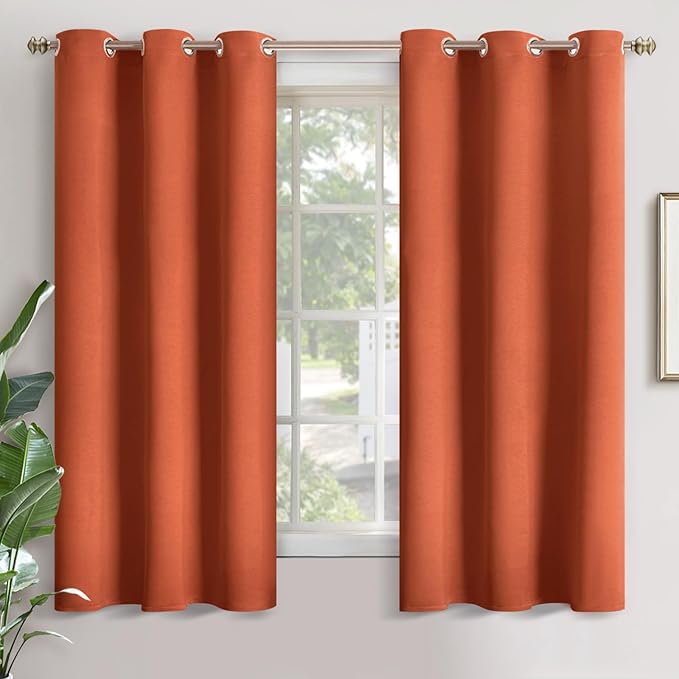 YoungsTex Terracotta Blackout Curtains 63 Inches Length for Bedroom - Burnt Orange Thermal Insulated Drapes with Grommet Room Darkening for Living Room, 2 Panels, 42 x 63 Inch