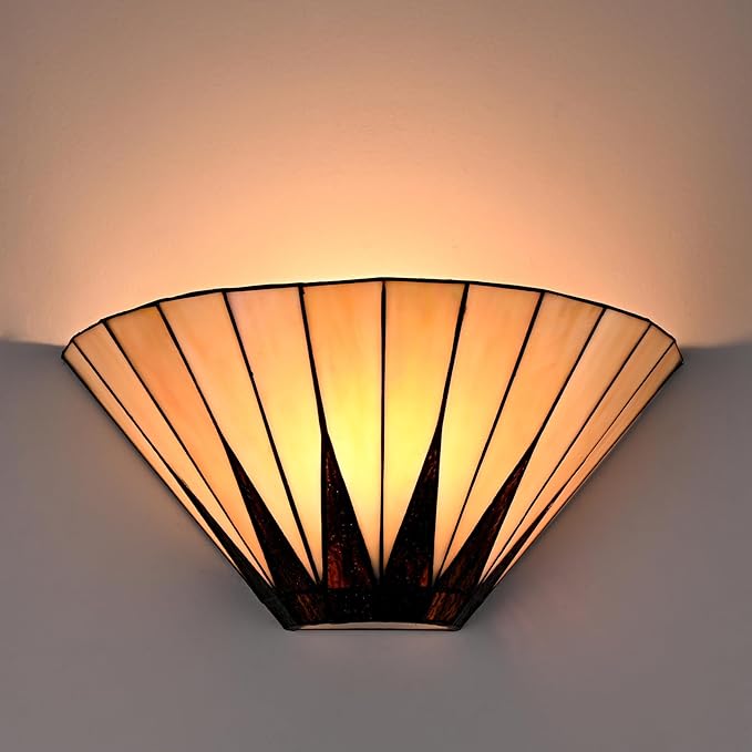 Tiffany Wall Sconce Vintage Brown Stained Glass Wall Mounted Light 13.6 Inch Tiffany Style Wall Lamp for Bedroom Entryway Stairwell