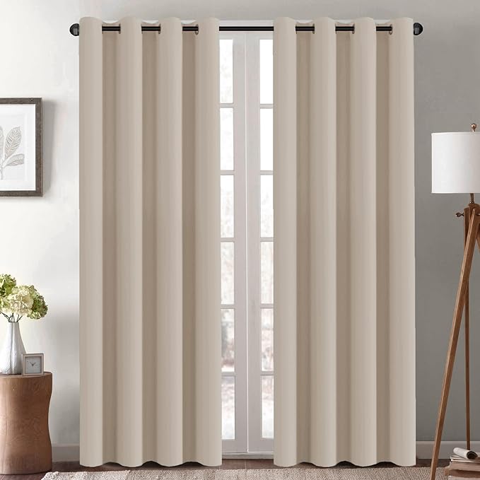 H.VERSAILTEX Thermal Insulated Blackout Window Panels Microfiber Formaldehyde-Free Kids Curtains for Holiday Season Home Decoration,Grommet Top,52 by 96 - Inch - Fog - Set of 2