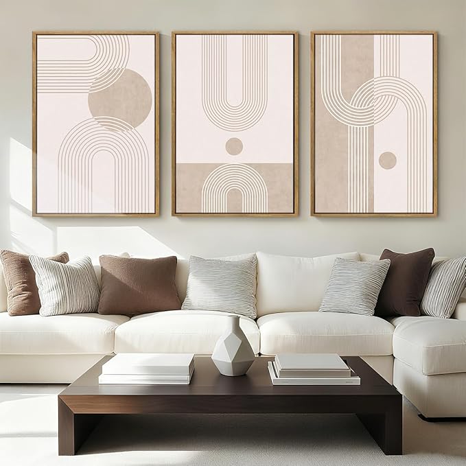 ANHUIB Neutral Wall Art Modern Boho Wall Decor Abstract Line Artwork 16x24 Inch Set of 3 for Living Room Bedroom Dining Room