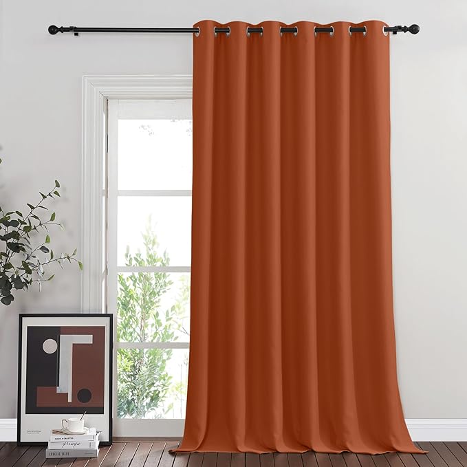 NICETOWN Burnt Orange Blackout Curtain for Sliding Door, Grommet Patio Door Curtain Wide Window Treatment Privacy Thermal Curtain for Bedroom/Living Room (1 Panel, W80 x L95)