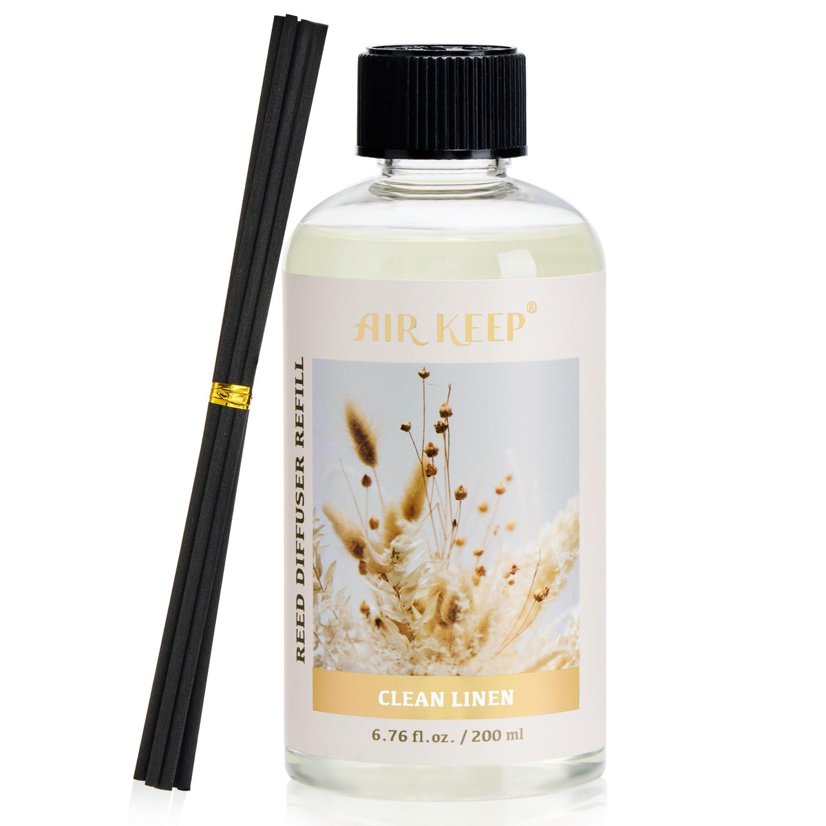 Airkeep Reed Diffuser Oil Refill with Diffuser Sticks, 6.76 Fl Oz(200ml) Clean Linen Scented Oils, Aroma Therapy, Home Fragrance & Air Freshener, Office Décor, Decoration