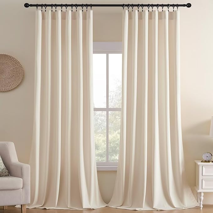 Joydeco Velvet Curtains White Blackout Curtains Thermal Insulated 84 inches Long Window Curtains Super Soft Room Darkening Drapes for Bedroom Living Room Elegant Rod Pocket 2 Panels Cream White
