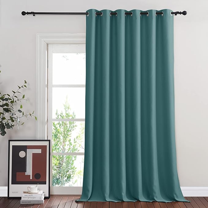 NICETOWN Blackout Curtains & Drapes - Privacy Thermal Efficiency Backdrop Curtains for Bedroom Room Divider Living Room Patio Sliding Glass Door, Wide 80 x Long 144 inch, Sea Teal, 1 Panel