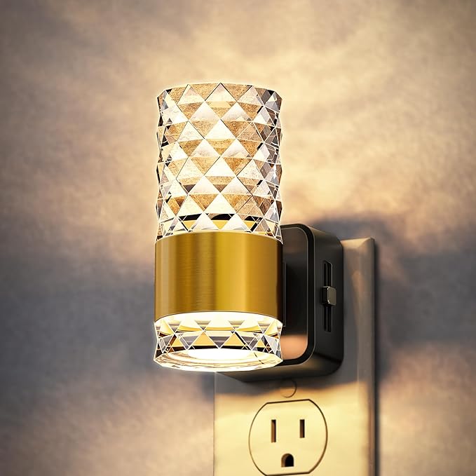 DORESshop Night Light, Automatic Night Lights Plug into Wall, Acrylic Night Light with 0-100 LM Adjustable Brightness, 3000K for Bedside Bedroom Bathroom Hallway, 1 Pack Christmas Gifts