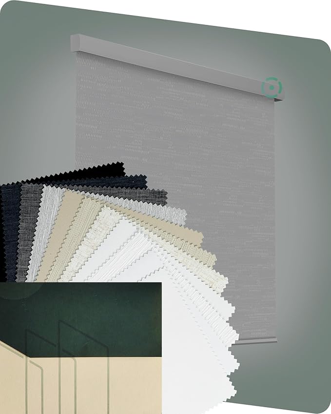 Yoolax Motorized Blinds with Remote, Blackout Remote Shades for Windows, Automatic Roller Shades Cordless Electric Blinds, Blackout Fabric Samples (Multicolor)