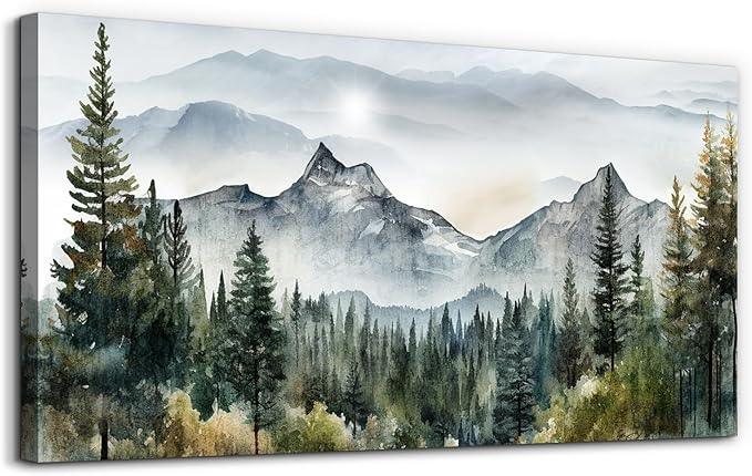 hyidecorart Wall Decorations For Living Room Canvas Wall Art For Bedroom Large Size Office Wall Decor Abstract Mountain Scenery Paintings Pictures Artworks Ready To Hang Home Decoration 20X40