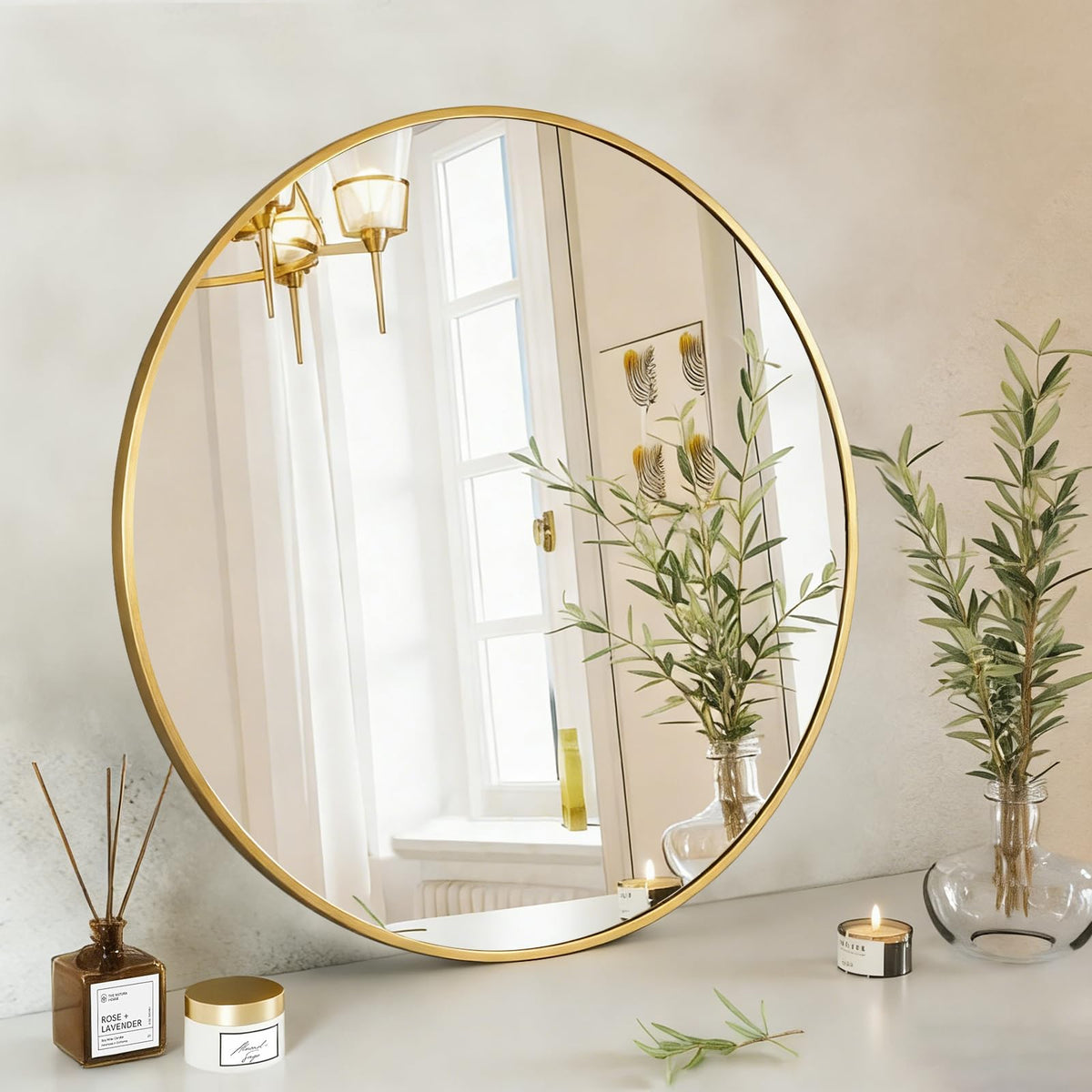NEWBULIG 30 Inch Round Bathroom Mirror, Wall Mount Vanity Mirror