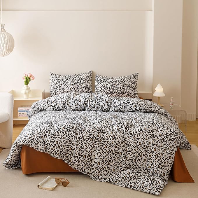 Houseri Leopard Comforter Set Twin Black Cheetah Print Bedding Sets Quilt Stylish and Bold Animal Print Bed Blanket Twin Size