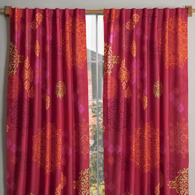 Maison d' Hermine Curtains for Living Room 100% Cotton 108 inch Length Two Panels Light Filtering Curtains for Bedroom Windows with Rod and Loop Pockets Drapes (Versailles, 50" W x 108" L)