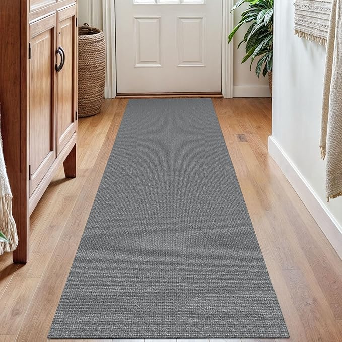 KOZYFLY Washable Runner Rug 2x7 ft Hallway Runner Non Slip Rubber Backed Kitchen Runner Rugs Bobo Entryway Runner Indoor, Carpet Runners for Hall Entrance Bedroom, Grey