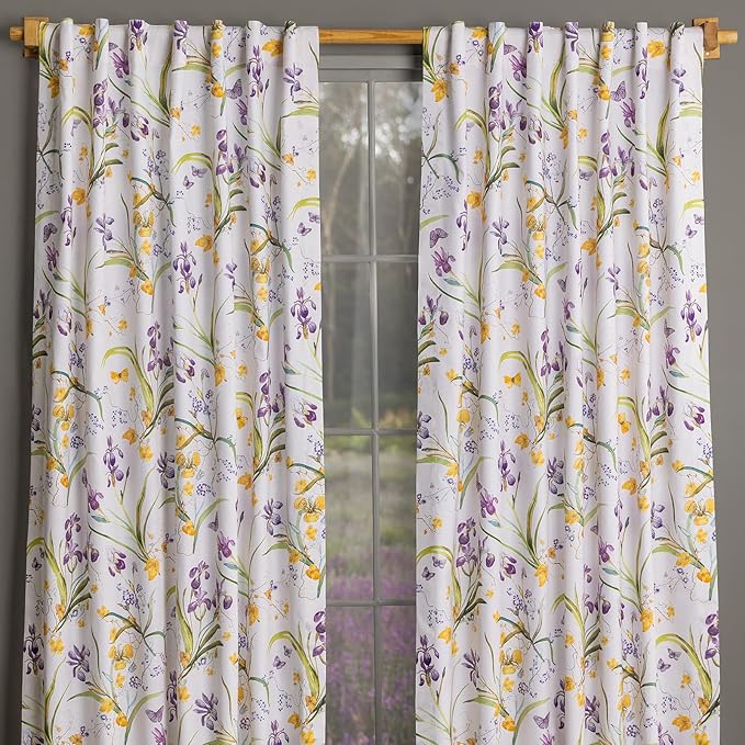 Maison d'Hermine Curtains for Living Room 100% Cotton 84 inch Length Two Panels Window Curtains for Bedroom with Loop & Rod Pockets - Iris - Beige, 50" W x 84" L