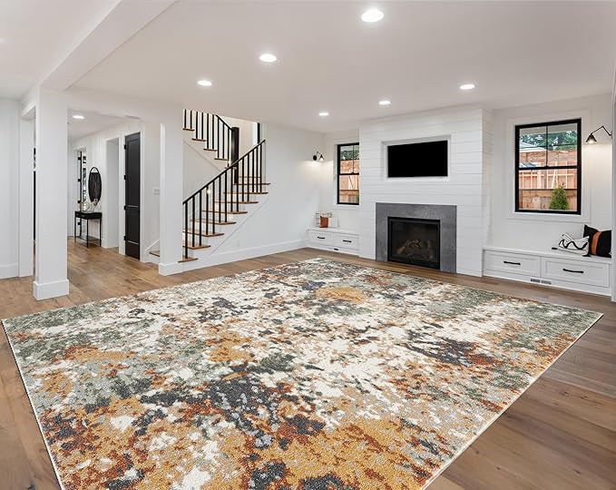 Keen Home Design Area Rugs - 9x12 Non-Shedding, Abstract Rugs for Kitchen, Living Room, Bedroom, Dining Room, Entryway - Size: 9'2" x 11'11", Multi