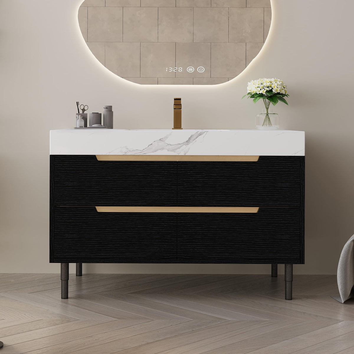 KEIKI 35.4" Bathroom Vanity with Sink, Freestanding or Floating Cabinet