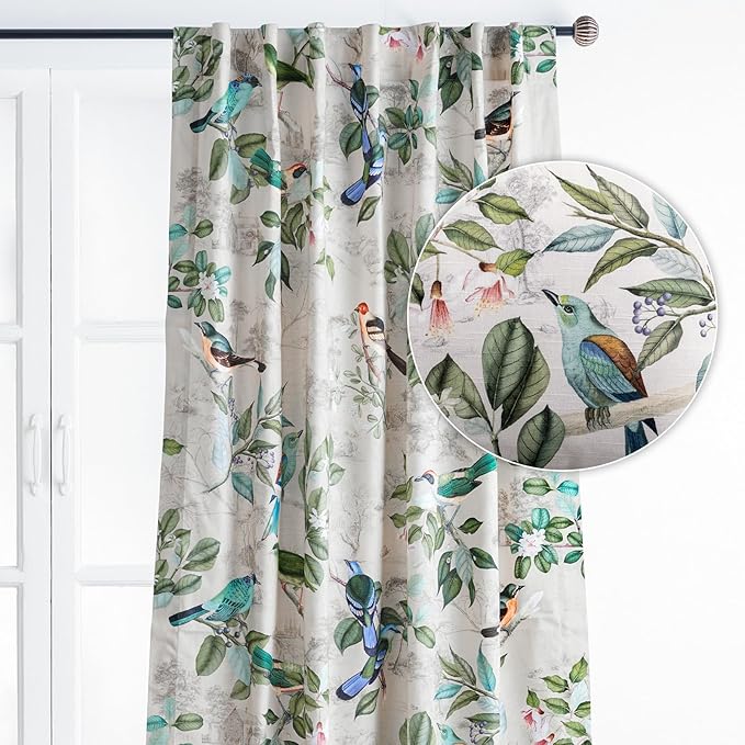 Maison d' Hermine Curtains for Living Room 100% Cotton 108 inch Length One Panel Light Filtering Curtains for Bedroom Windows with Rod and Loop Pockets Drapes (Solstice Beige, 50" W x 108" L)