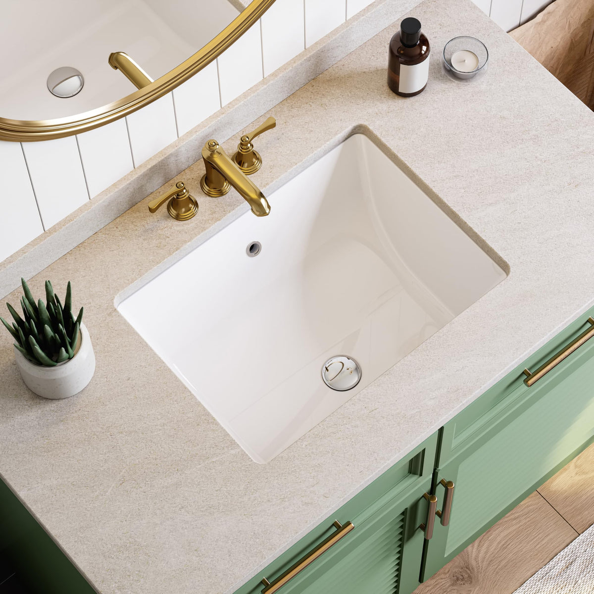 HOROW Undermount Bathroom Sink, 20x15 Inch Rectangle Bathroom Sink with Deep Basin, Anti-Splash Design, Overflow, Small Vanity Sink for Half and Full Bathroom