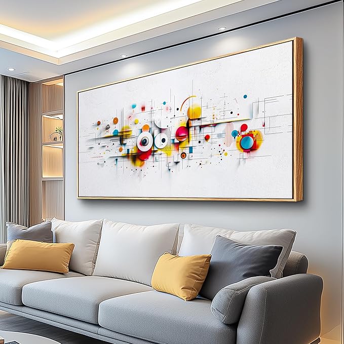 ERQINHUA Abstract Large Canvas Wall Art Living Room Boho Wall Decor For Bedroom Office Decorations Geometric Wall Paintings Minimalism Pictures Artwork Modern Home Decor Wood Framed 24x48 In