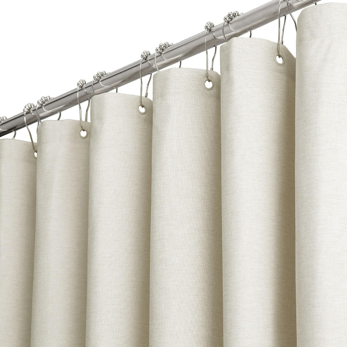 BTTN Linen Textured Waterproof Fabric Shower Curtain, 72x72, Light Cream