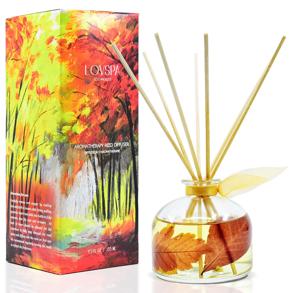 LOVSPA Reed Diffuser Set, Sugar & Spice Scented Oil Diffuser with Sticks, Home Fragrance Accessories for Bathroom Shelf Decor, Aroma Diffusers for Home or Office Fall Decor, USA Made
