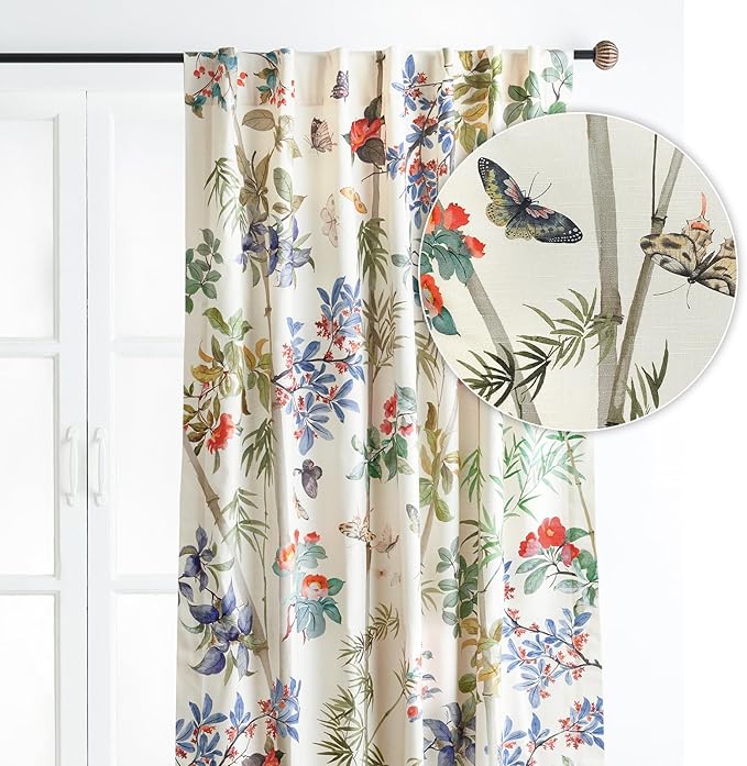 Maison d' Hermine Curtains for Living Room 100% Cotton 84 inch Length One Panel Light Filtering Curtains for Bedroom Windows with Rod and Loop Pockets Drapes (Canne Light Beige, 50" W x 84" L)