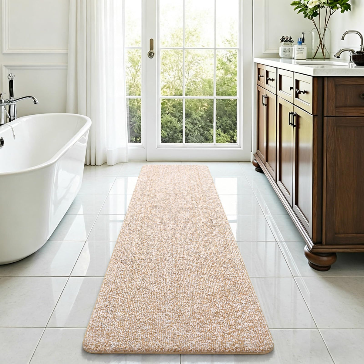 Bathroom Runner Rug 24x84 Inch, Absorbent Long Bath Rugs for Shower Floor
