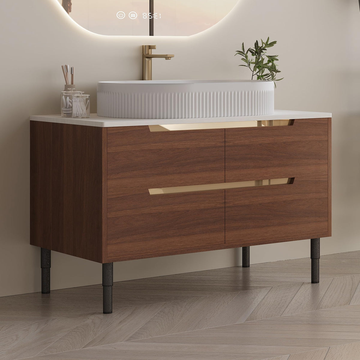 36" Bathroom Vanity with Ceramic Sink, Floating or Freestanding Cabinet