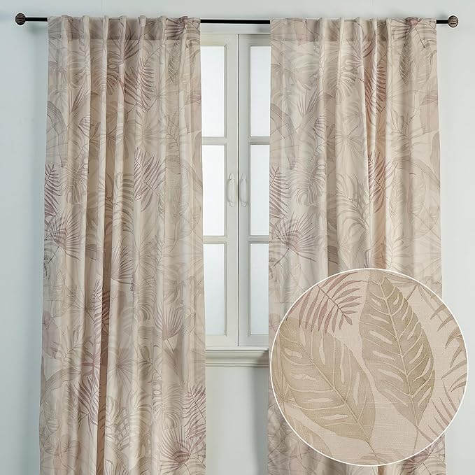 Maison d' Hermine Curtains for Living Room 100% Cotton 96 inch Length Two Panels Light Filtering Curtains for Bedroom Windows with Rod and Loop Pockets Drapes (Creole Beige, 50" W x 96" L)