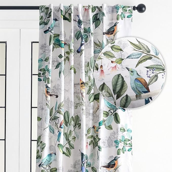 Maison d' Hermine Curtains for Living Room 100% Cotton 96 inch Length One Panel Light Filtering Curtains for Bedroom Windows with Rod and Loop Pockets Drapes (Solstice Ecru, 50" W x 96" L)