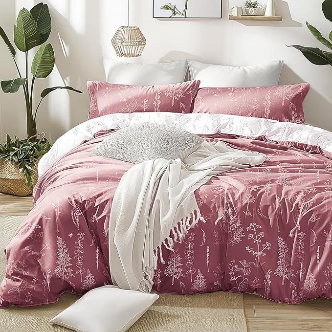 Love's cabin Vintage Rose Twin Comforter Set - Twin XL Size Comforter Set Dorm Bedding, 2 Pieces Cute Floral Bedding, Reversible Flowers Comforter, 1 Comforter & 1 Pillow Sham