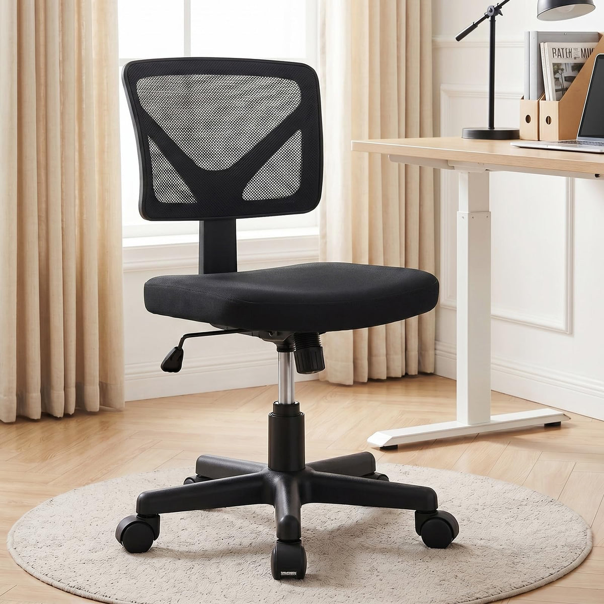 OLIXIS Armless Home Office Chair, Ergonomic Small Desk Chair