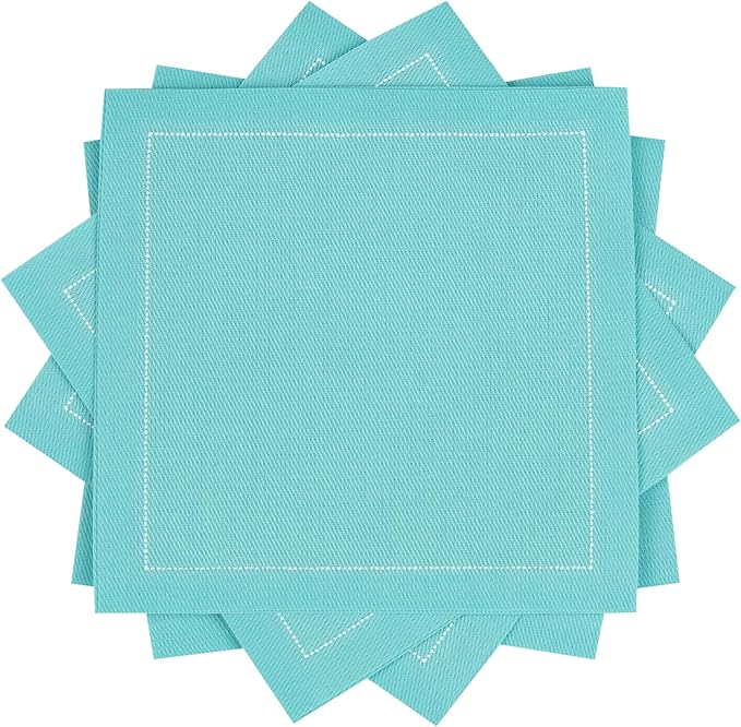Five Star Cocktail Napkins, 50 Luxury Cotton Disposable Cocktail Party Napkins, 4.5" x 4.5" for Home Bars, Game Nights, Beverages, Birthdays, Weddings & Holidays, Sea Glass