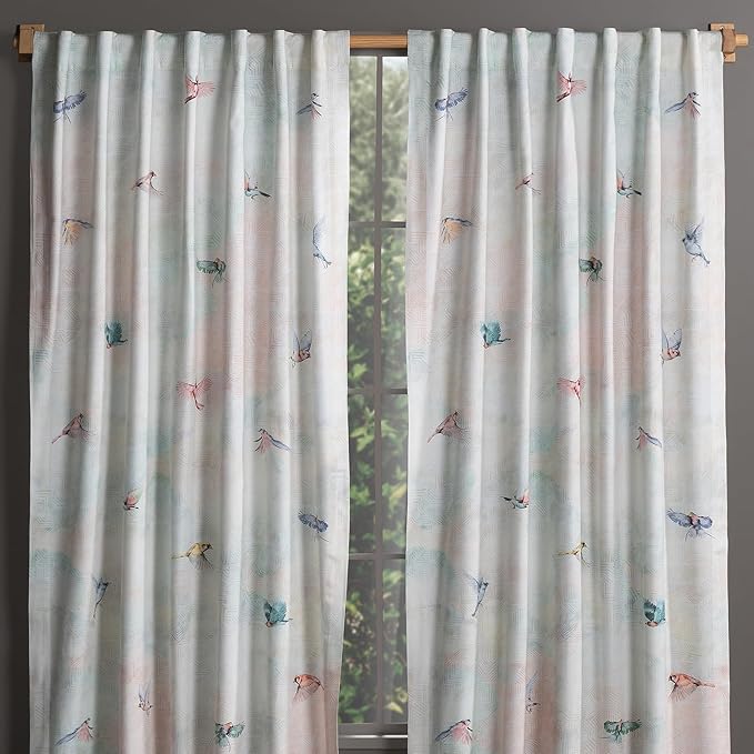 Maison d' Hermine Curtains for Living Room 100% Cotton 84 inch Length Two Panels Light Filtering Curtains for Bedroom Windows with Rod and Loop Pockets Drapes (Flying Birds, 50" W x 84" L)