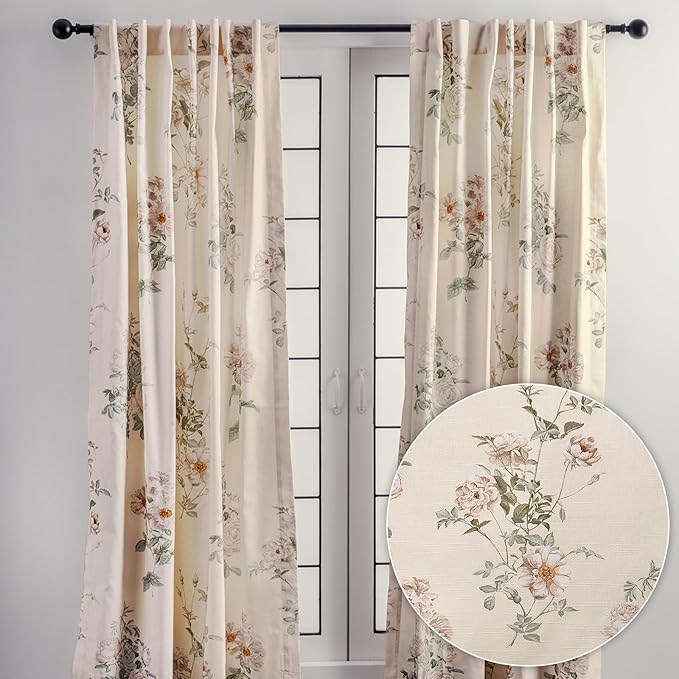 Maison d' Hermine Curtains for Living Room 100% Cotton 124 inch Length One Panel Light Filtering Curtains for Bedroom Windows with Rod and Loop Pockets Drapes (Villette Dove Grey, 50" W x 124" L)