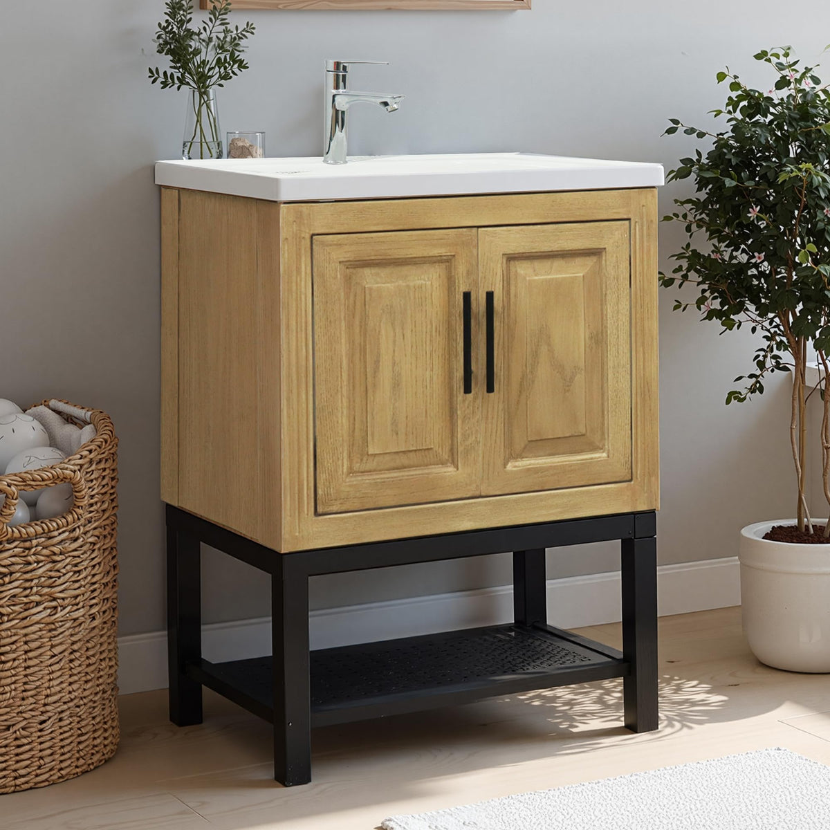 VILLABROT 24" Bathroom Vanity with Sink Combo, Wood