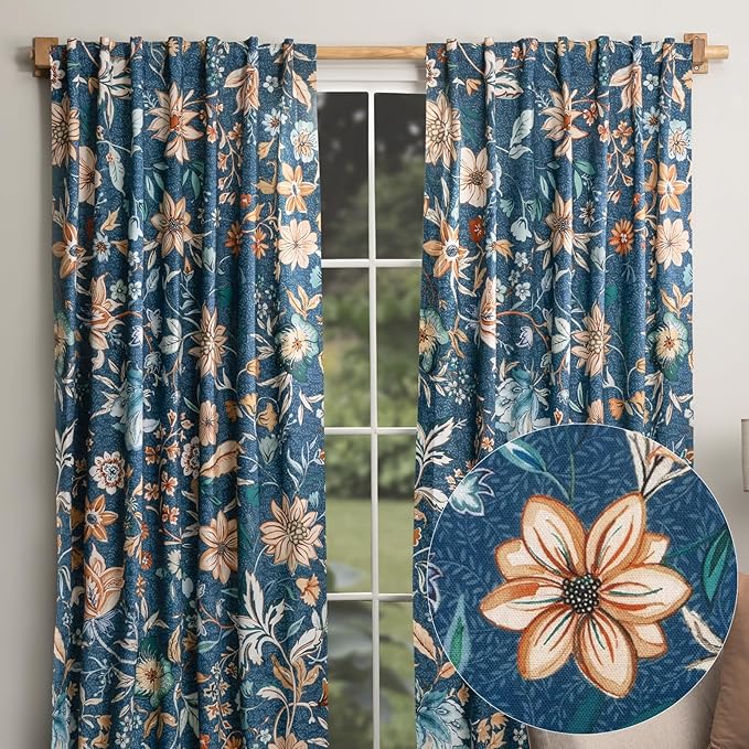 Maison d' Hermine Curtains for Living Room 100% Cotton 96 inch Length Two Panel Light Filtering Curtains for Bedroom Windows with Rod and Loop Pockets Drapes (Luxury Loft Dark Teal, 50" W x 96" L)