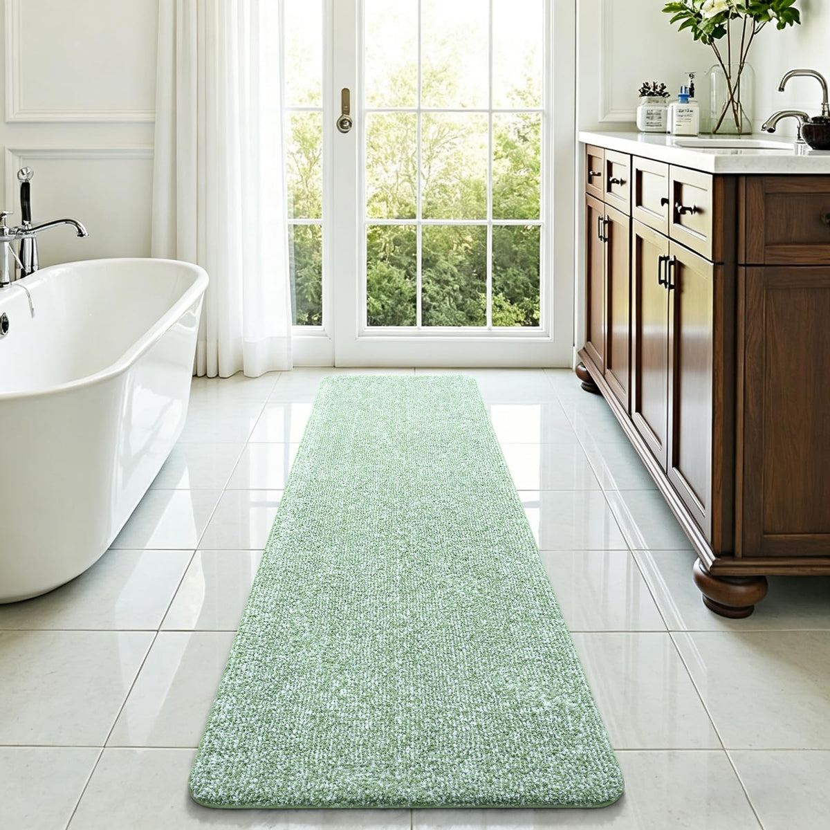 Bathroom Runner Rug 24x84 Inch, Absorbent Long Bath Rugs for Shower Floor