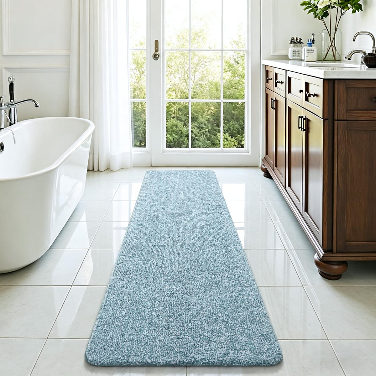 Bathroom Runner Rug 24x84 Inch, Absorbent Long Bath Rugs for Shower Floor