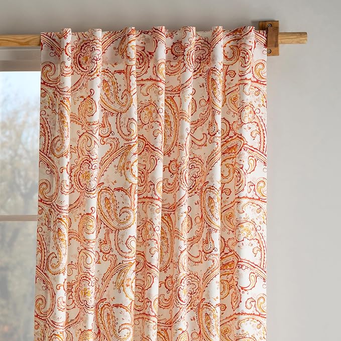 Maison d'Hermine Curtains for Living Room 100% Cotton 84 inch Length One Panel Window Curtains for Bedroom with Loop & Rod Pockets - Palatial Paisley, 50" W x 84" L