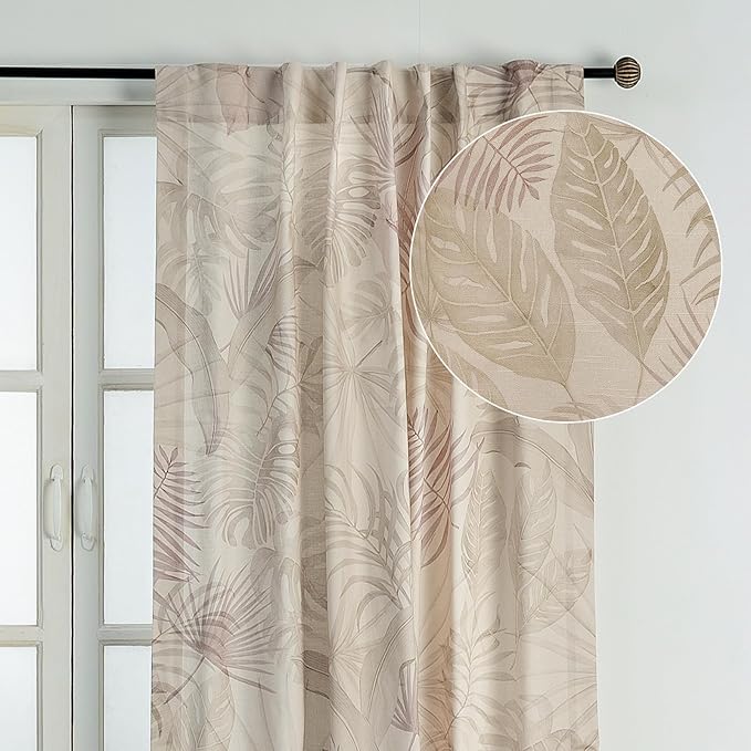 Maison d' Hermine Curtains for Living Room 100% Cotton 108 inch Length One Panel Light Filtering Curtains for Bedroom Windows with Rod and Loop Pockets Drapes (Creole Beige, 50" W x 108" L)