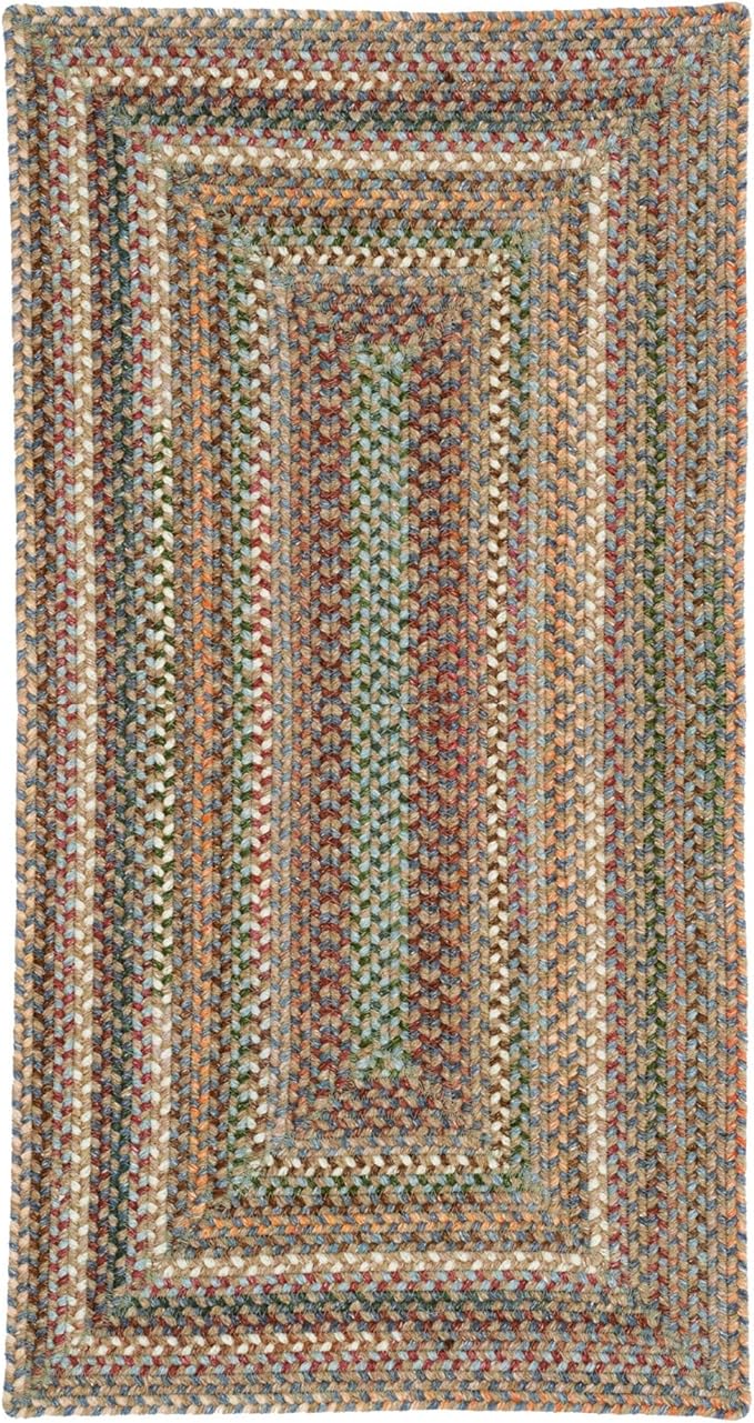 Capel American Heritage Moss Multi 0' 24" X 0' 48" Concentric Rectangle Braided Rug