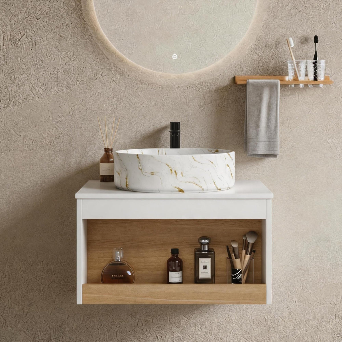 24" Modern Bathroom Vanity with Sink, Floating Plywood Bathroom Vanities