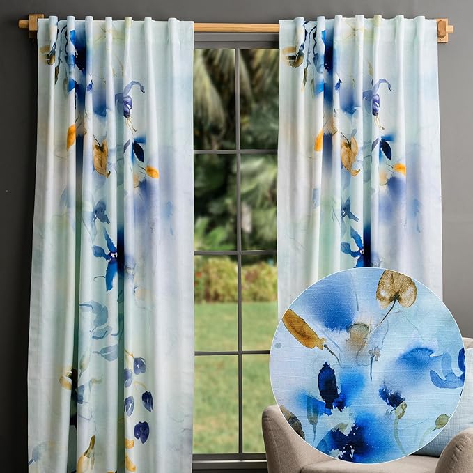 Maison d'Hermine Curtains for Living Room 100% Cotton 84 inch Length Two Panel Light Filtering Curtains for Bedroom Windows with Rod and Loop Pockets Drapes (Lazy Summer Days, 50" W x 84" L)