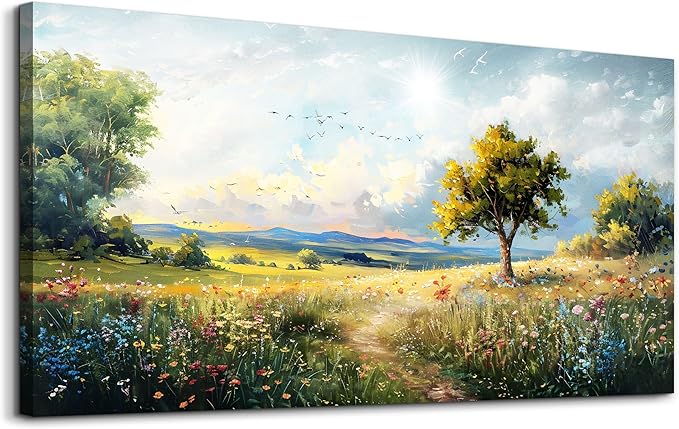 Wapluam Large Wall Art For Living Room Wall Decor For Bedroom Office Decorations Pastoral Wall Paintings Scenery Abstract Watercolour Farmhouse Pictures Modern Posters Canvas Prints Artwork Home Decor
