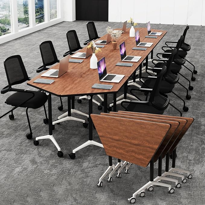Conference Room Table with Flip-Top Design for Dynamic Meetings, Business Table Computer Desk with Heavy-Duty Frame,Foldable Seminar Meeting Tables for Home Office (2, D, 47.2IN)