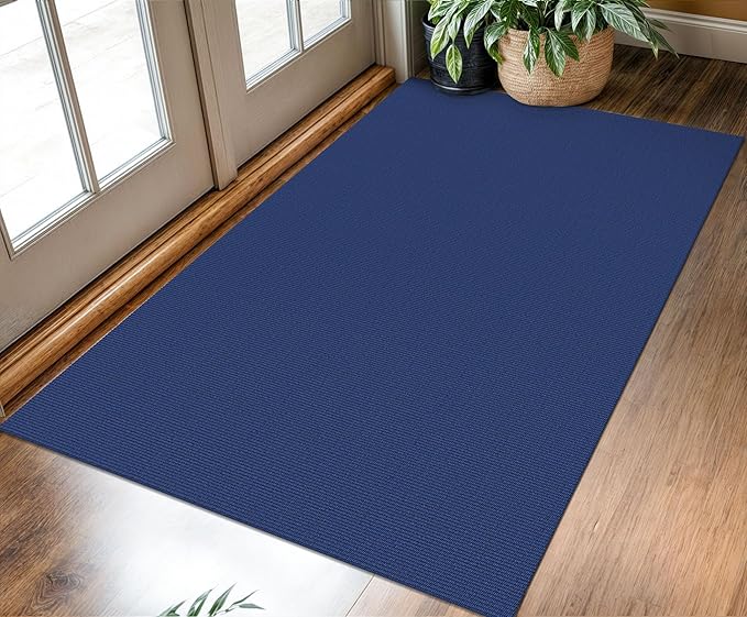KOZYFLY Washable Entryway Rug 3x5 Ft Area Rugs Cotton Rubber Backed Throw Rugs Indoor Door Mat Kitchen Rugs Braided Floor Carpet for Front Entrance Bathroom Kitchen Living Room, Royal Blue